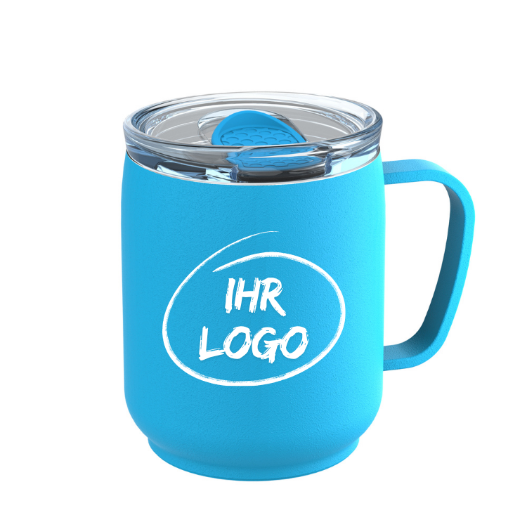 Tasse mit Keramikeinlage für Logogravur, Firmenlogo