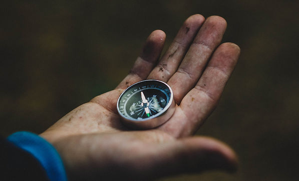 hand holding a compass