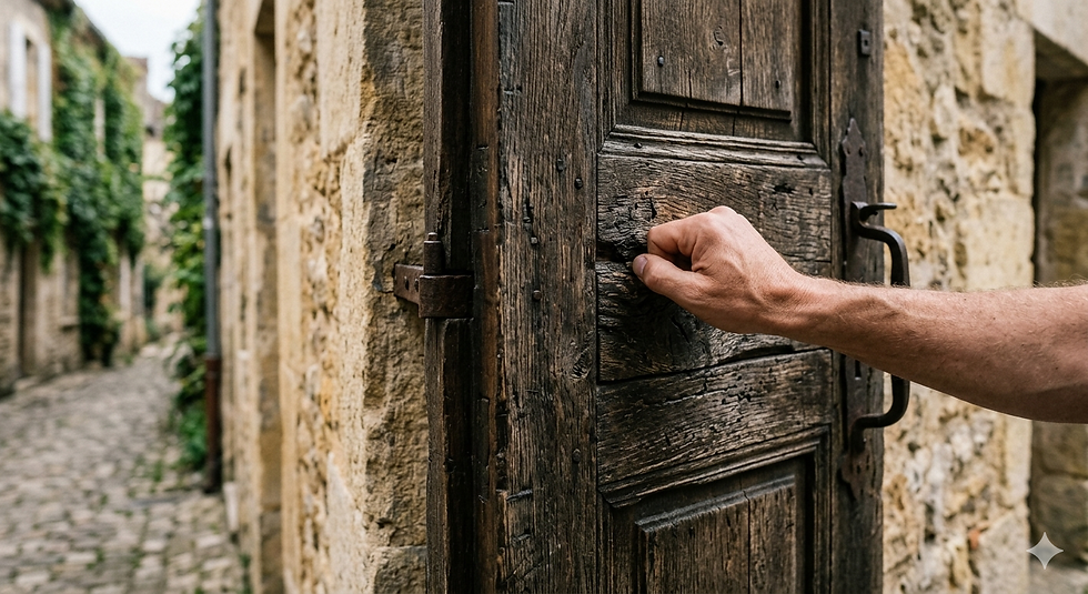 Hand knocking on a door