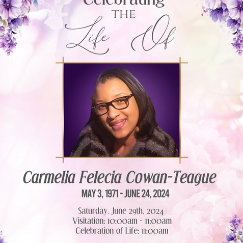 Camelia F. Teague Funeral Program Front