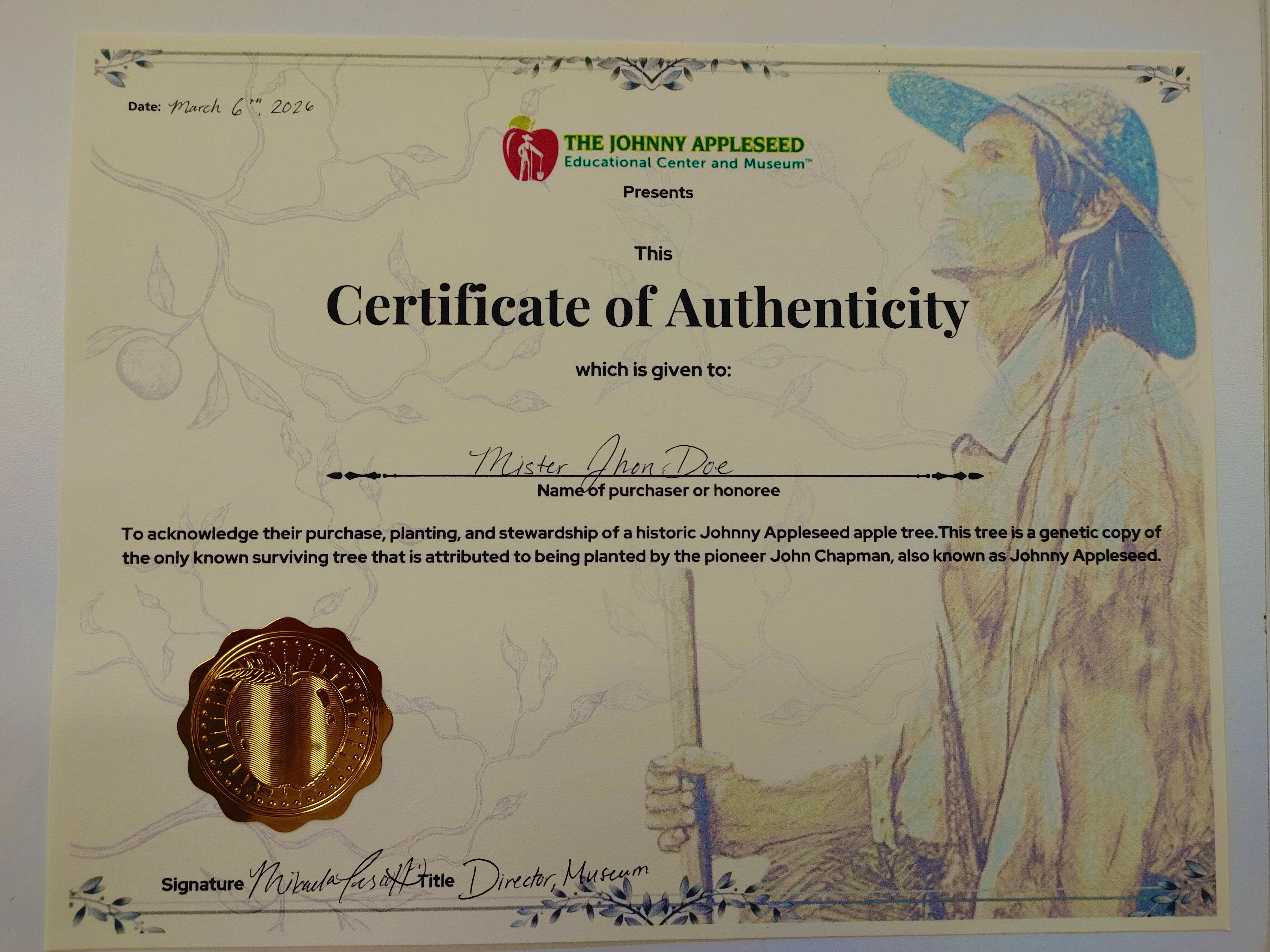 Johnny Appleseed Rambo Apple Tree 