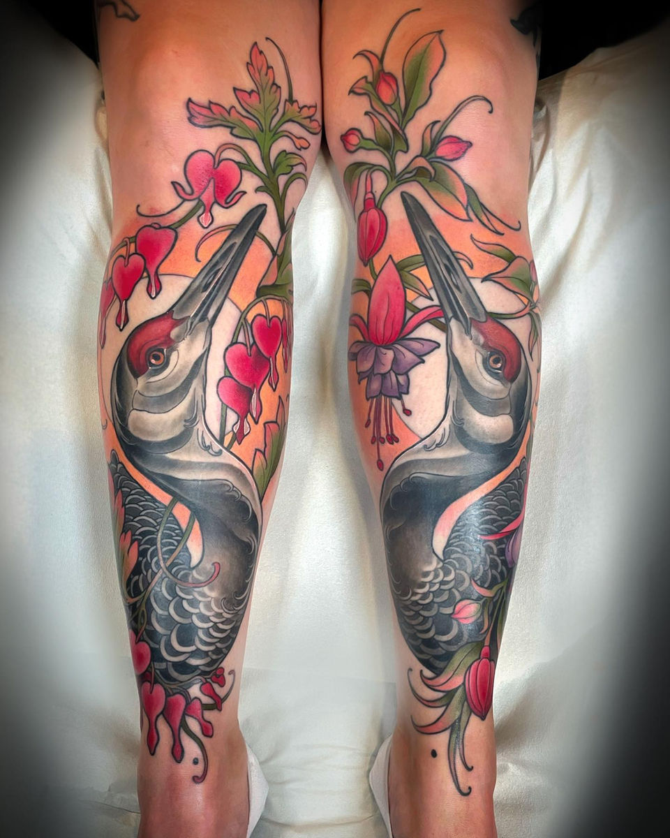 Red-crowned cranes leg pieces