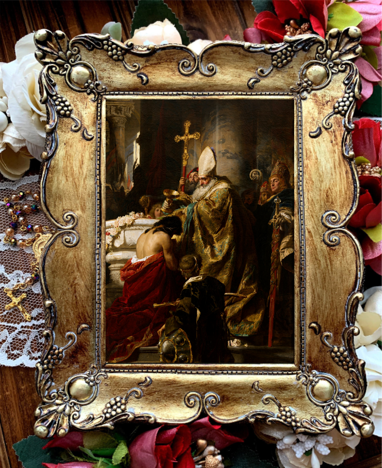 Adult Baptism Baroque Canvas Framed Print