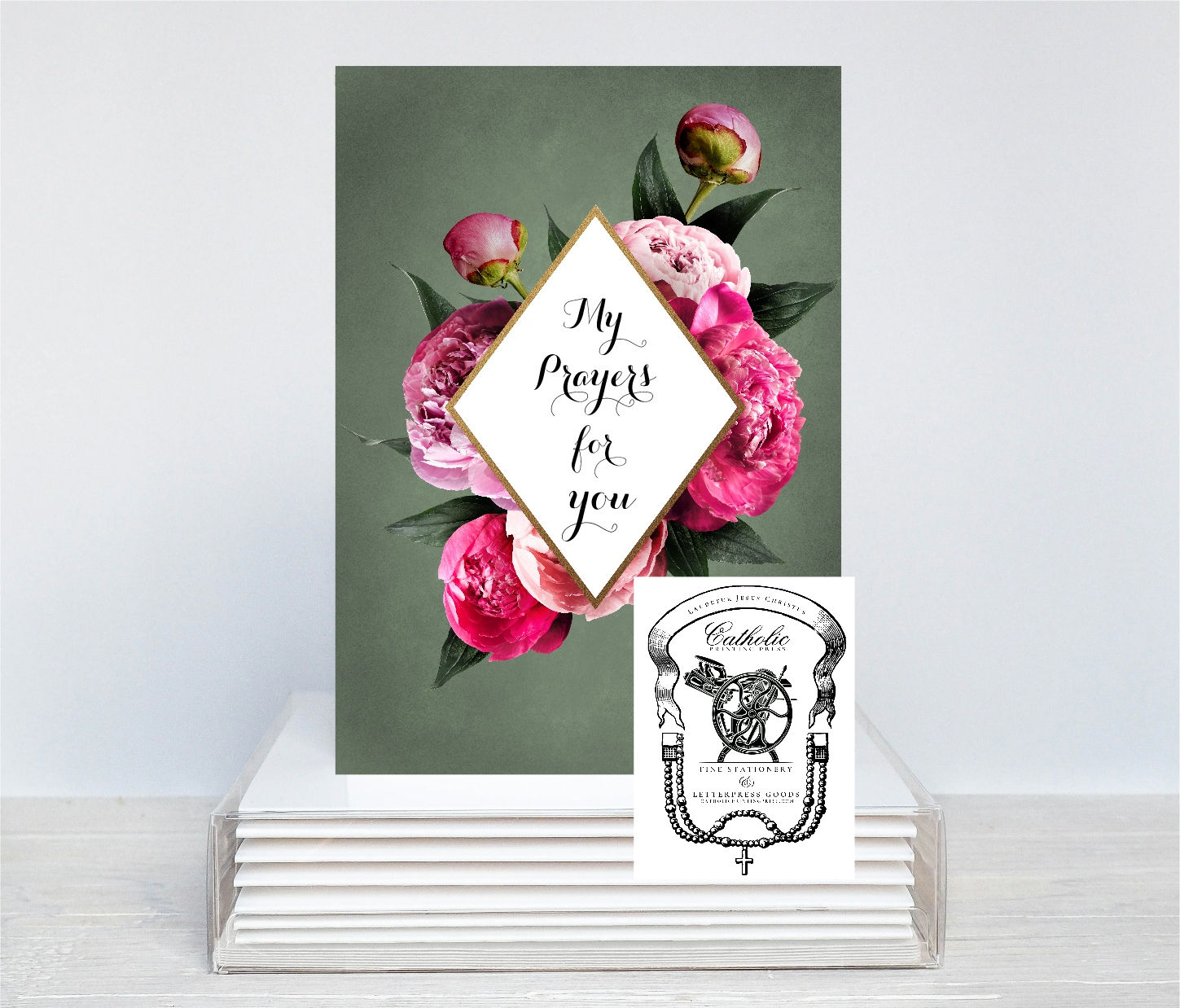Peony Spiritual Bouquet Catholic Greeting Card Box Set
