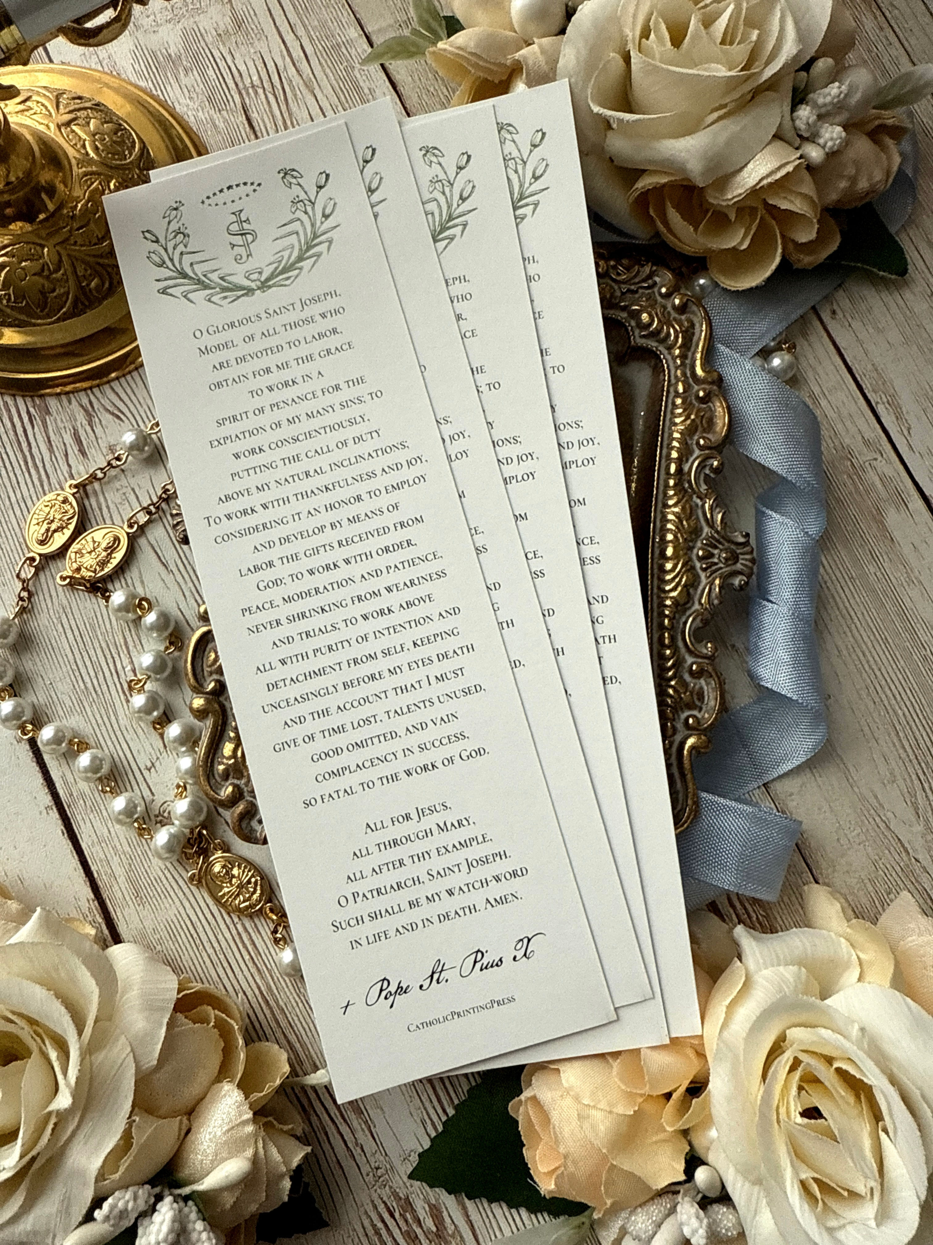 Prayer to St Joseph the Worker St Pope Pius X Catholic Bookmarks