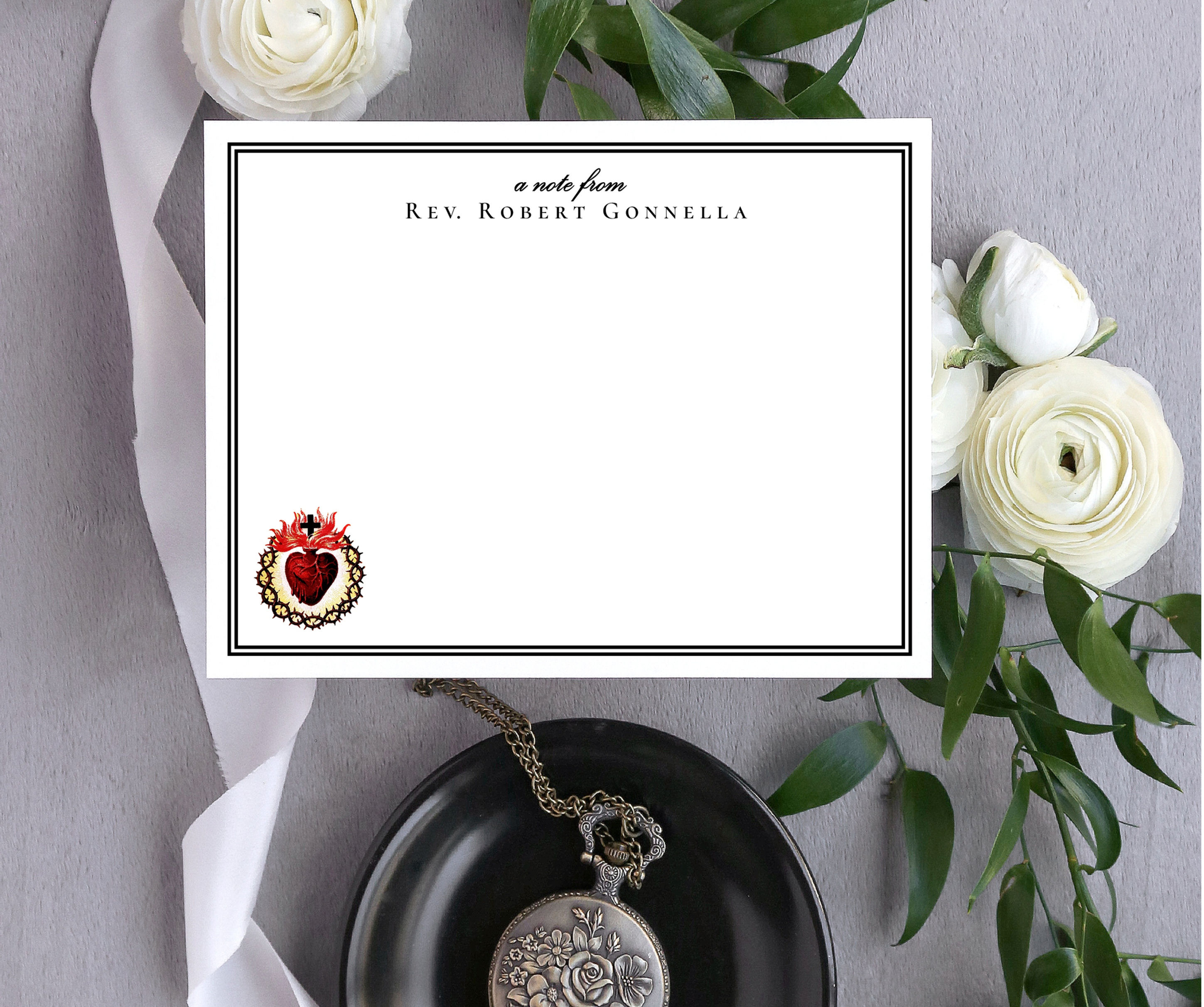 Sacred Heart Personalized Catholic Note Cards
