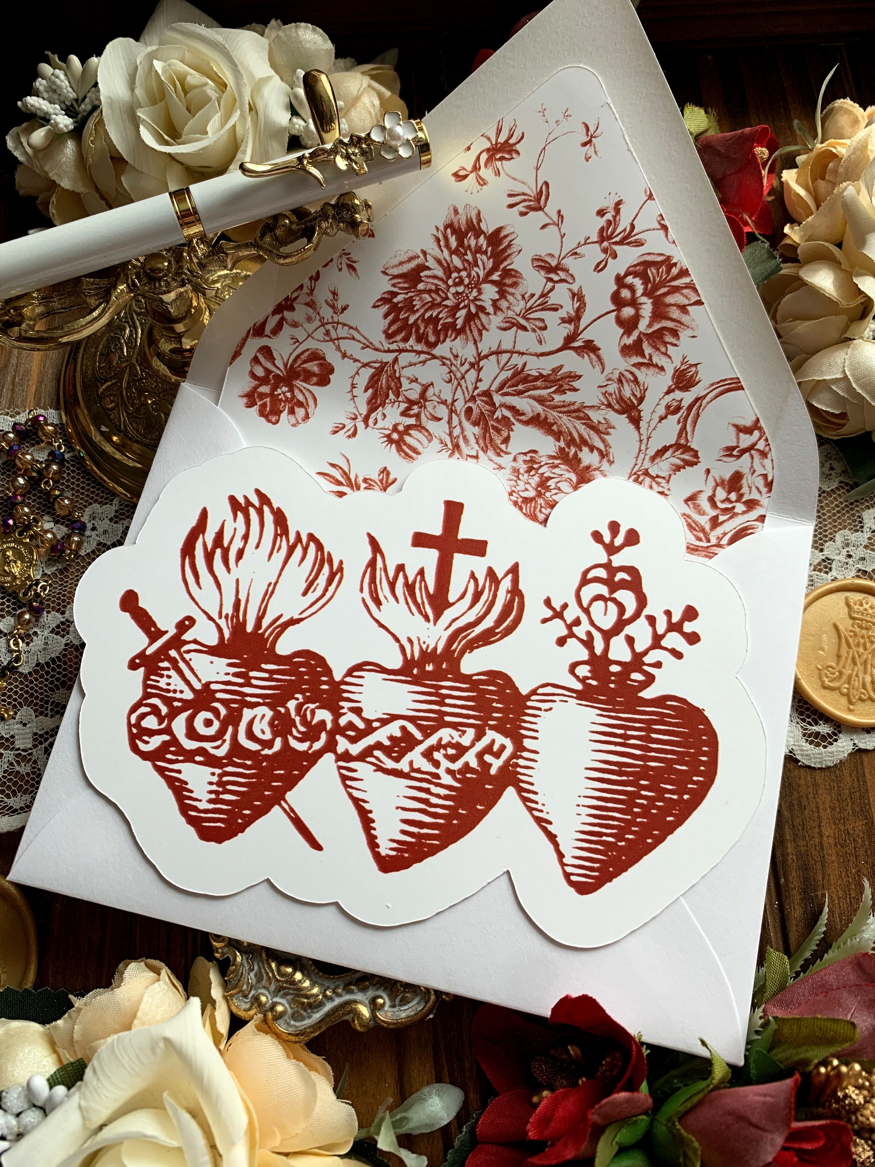 Holy Family Hearts A2 Catholic Greeting Card