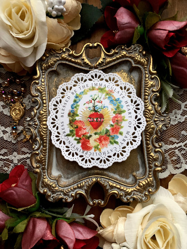 Blessed be the Immaculate Heart of Mary Rose Wreath round lace holy ...