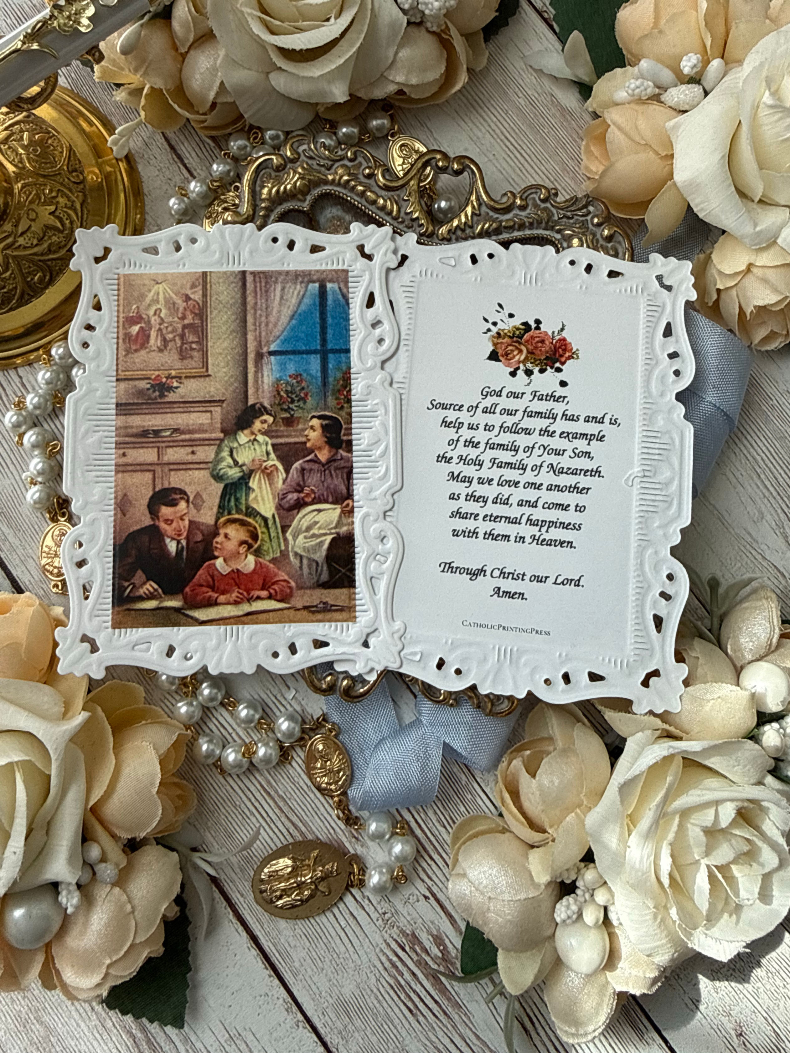 Holy Family of Nazareth Model of the Family baroque paper lace holy card