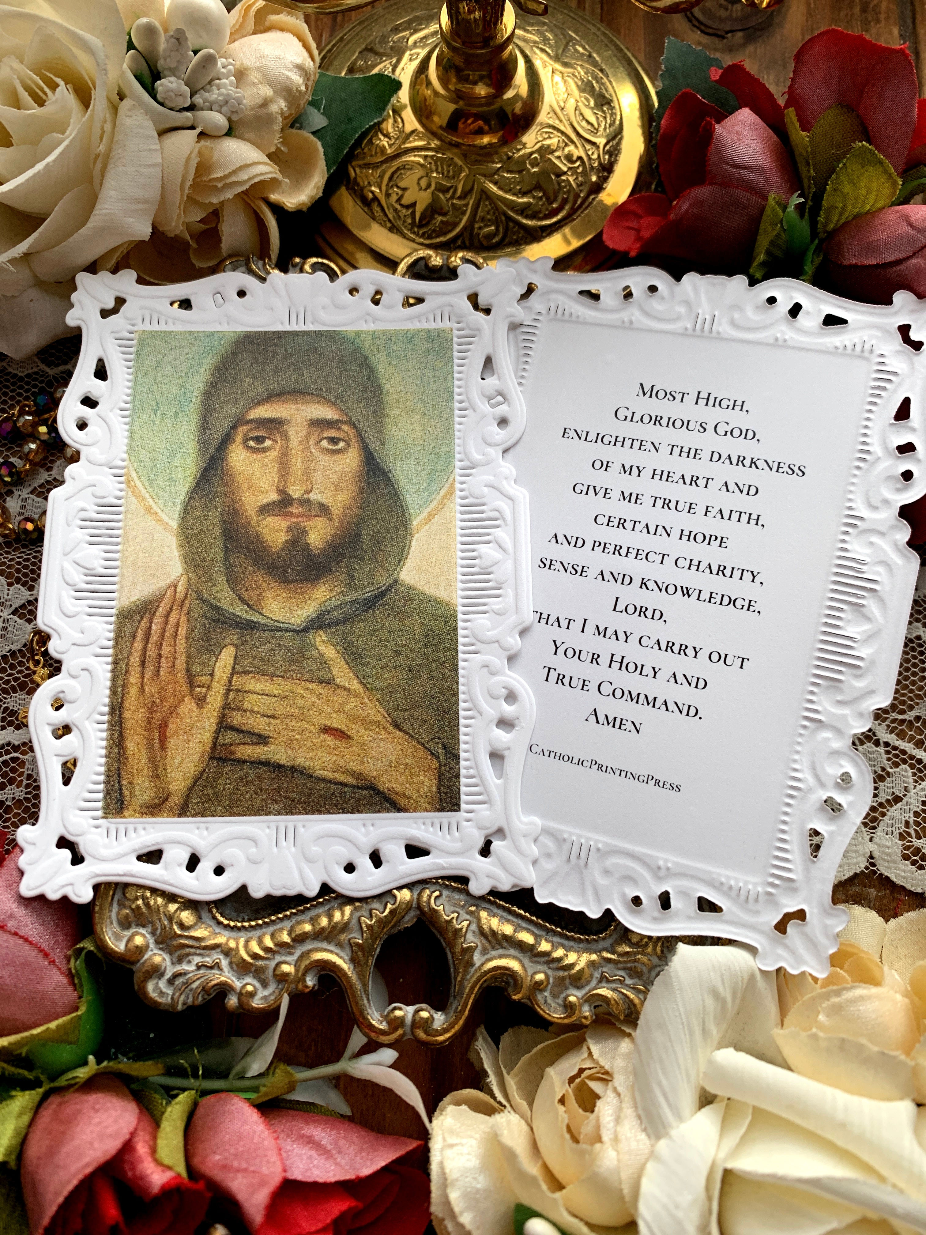 Saint Francis baroque paper lace holy card