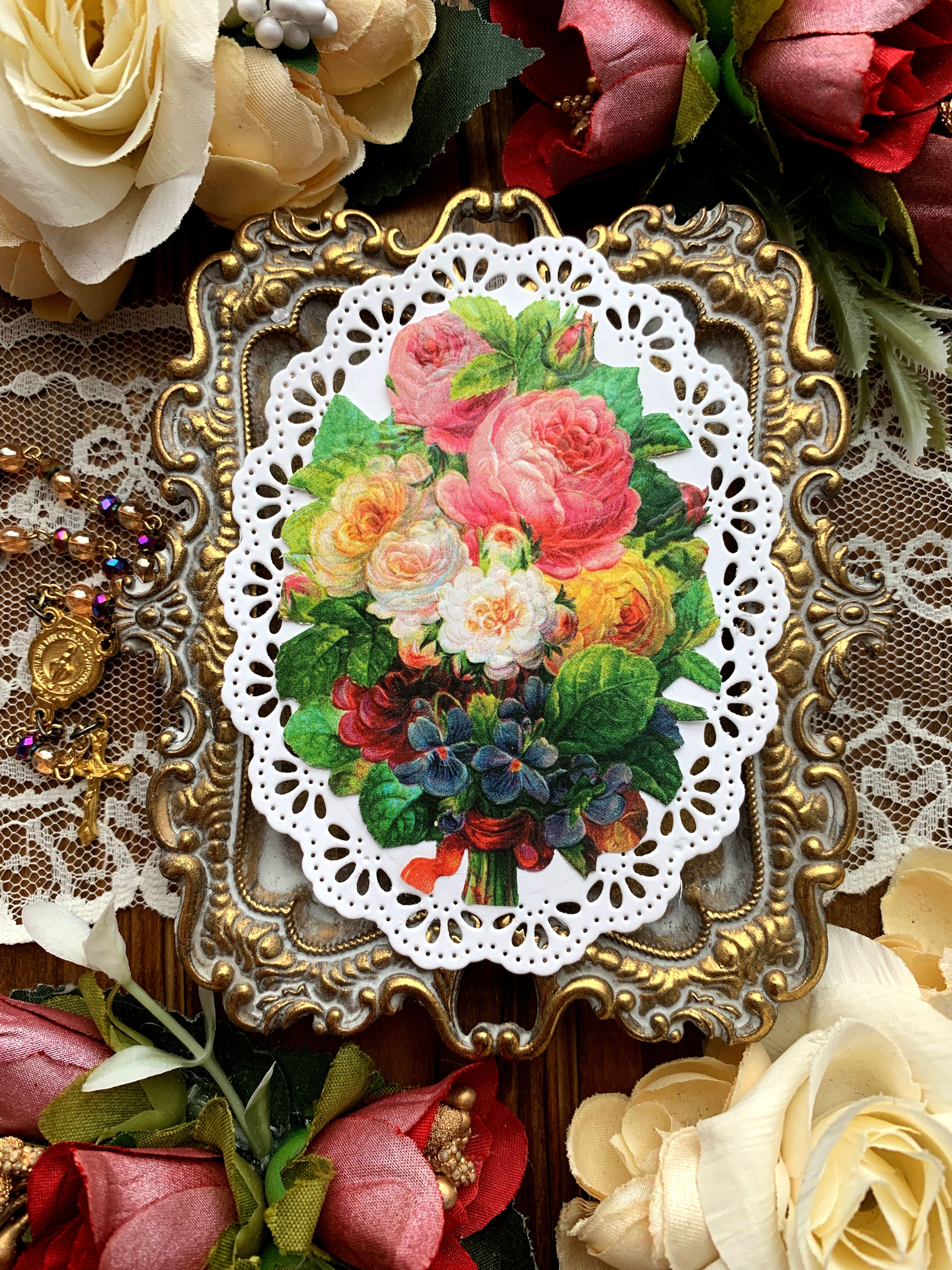 One Drop of The Precious Blood Sacred Heart behind the veil lace holy card