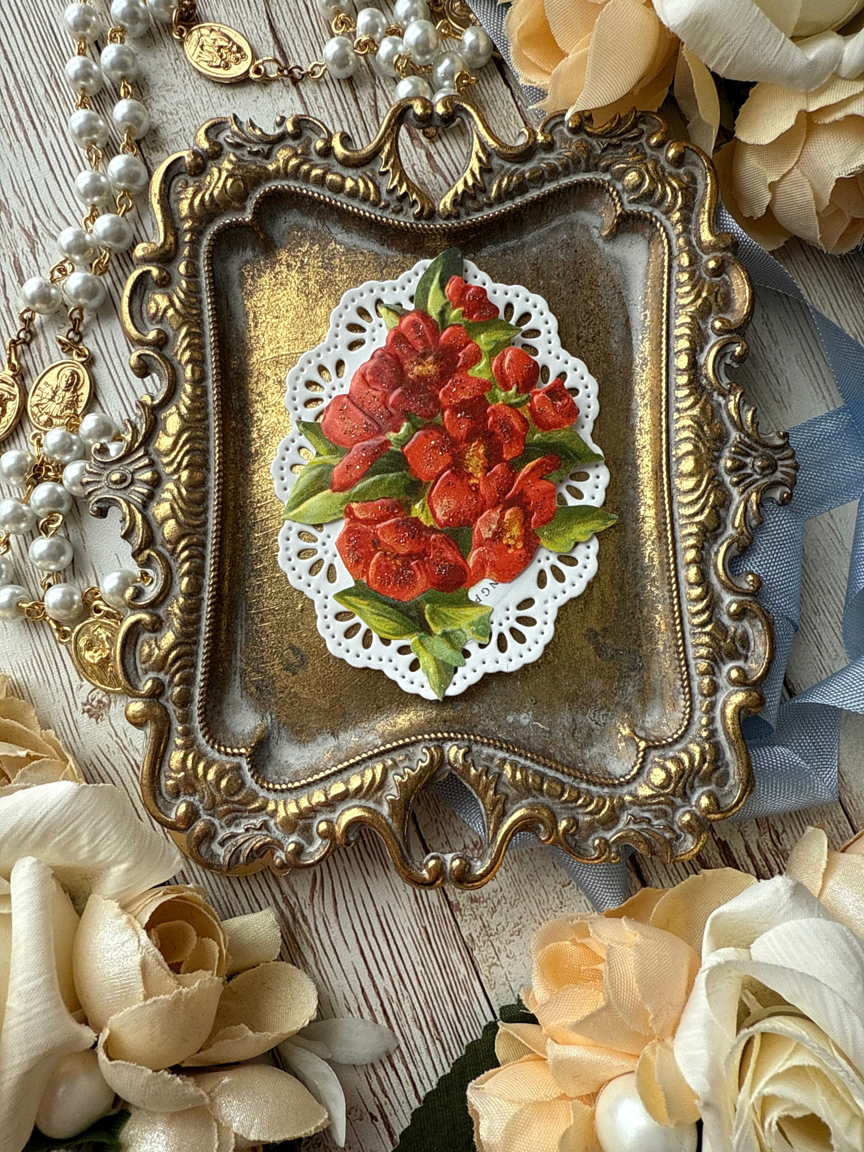 My Jesus My All behind the veil paper lace holy card