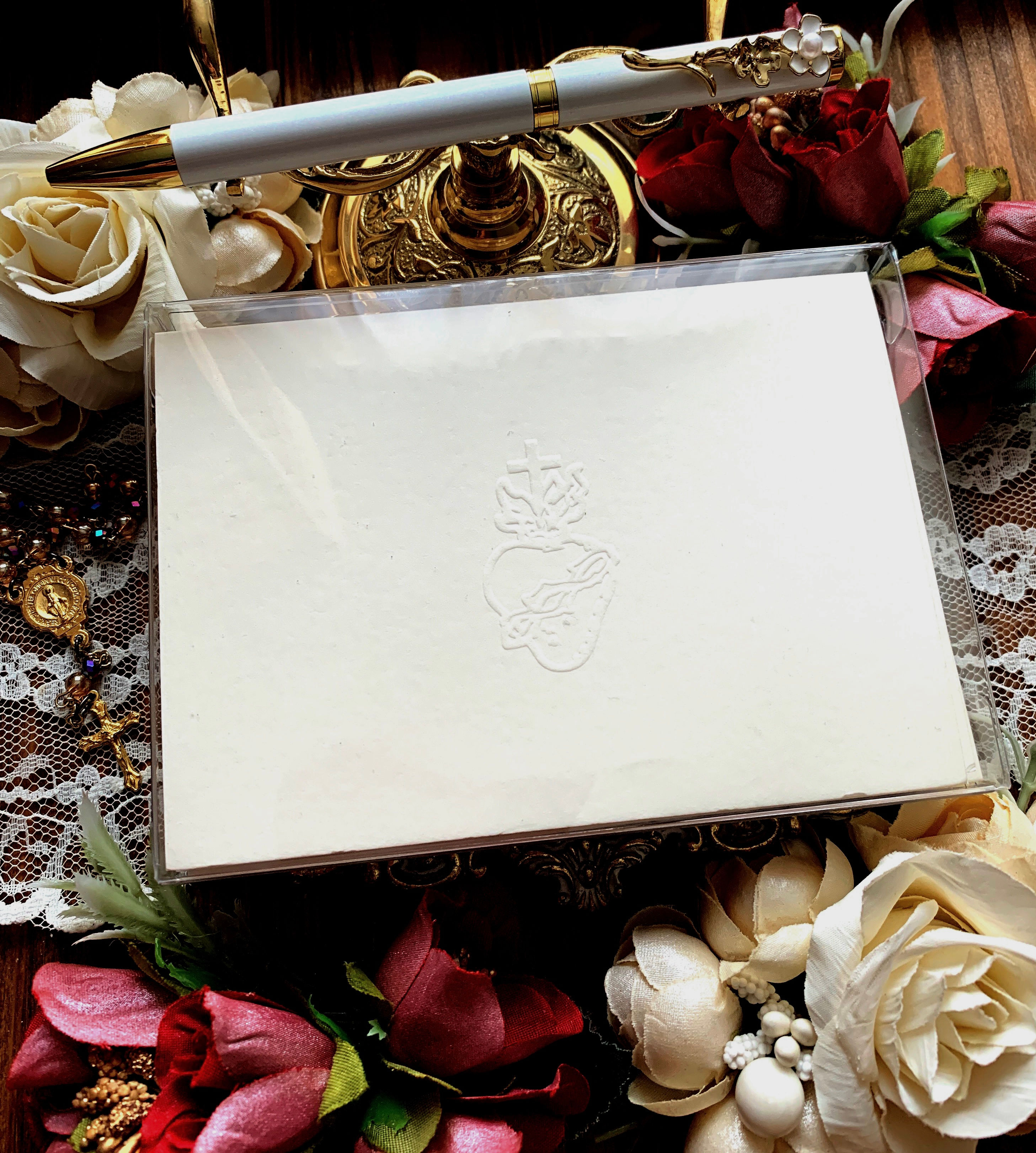 A1 Sacred Heart Letterpress Embossed Catholic Note Cards Box Set