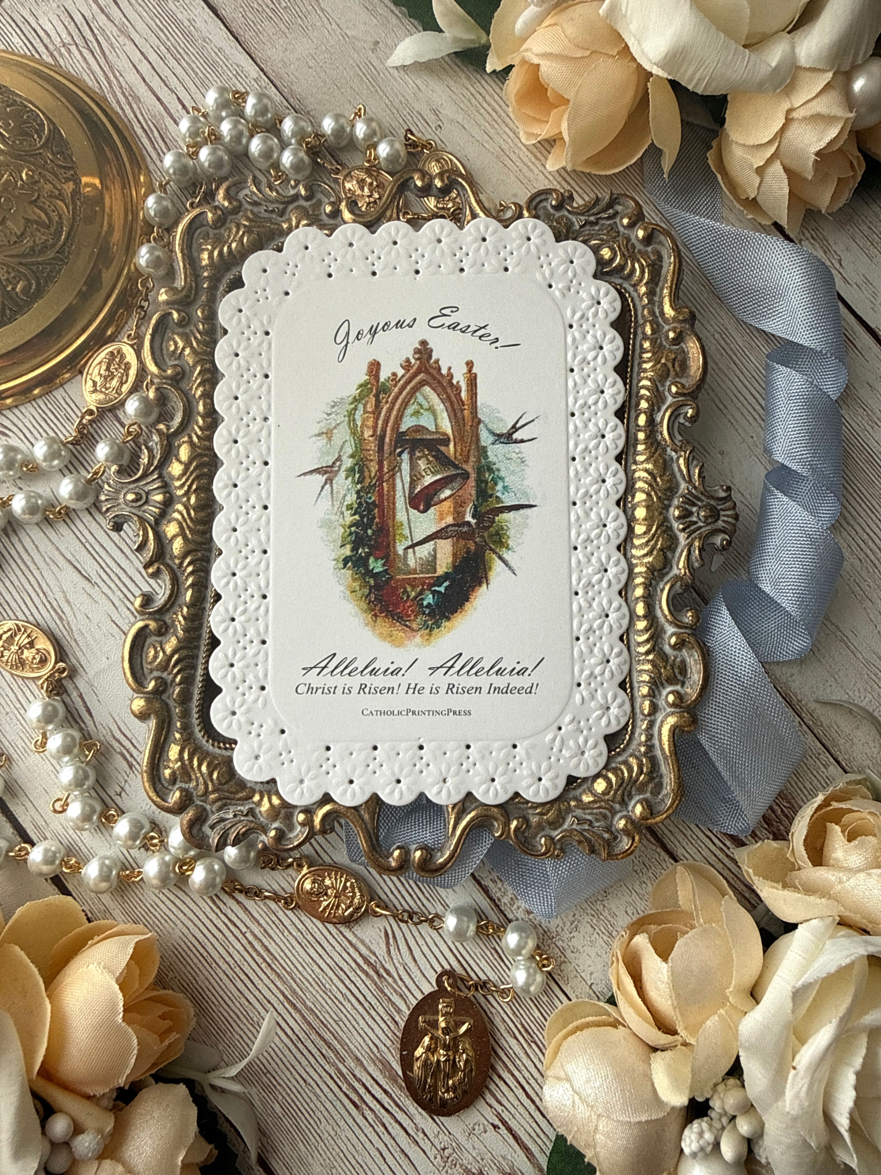 Joyous Easter Alleluia Bells English flower lace paper lace holy