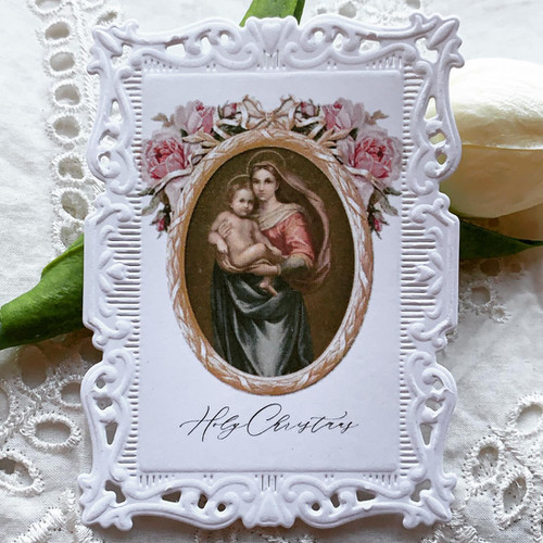 Holy Christmas paper lace holy card CatholicPrintPress