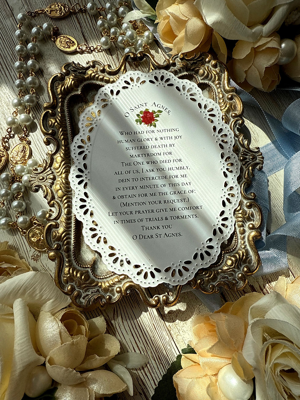 Thumbnail: Saint Agnes behind the veil paper lace holy card