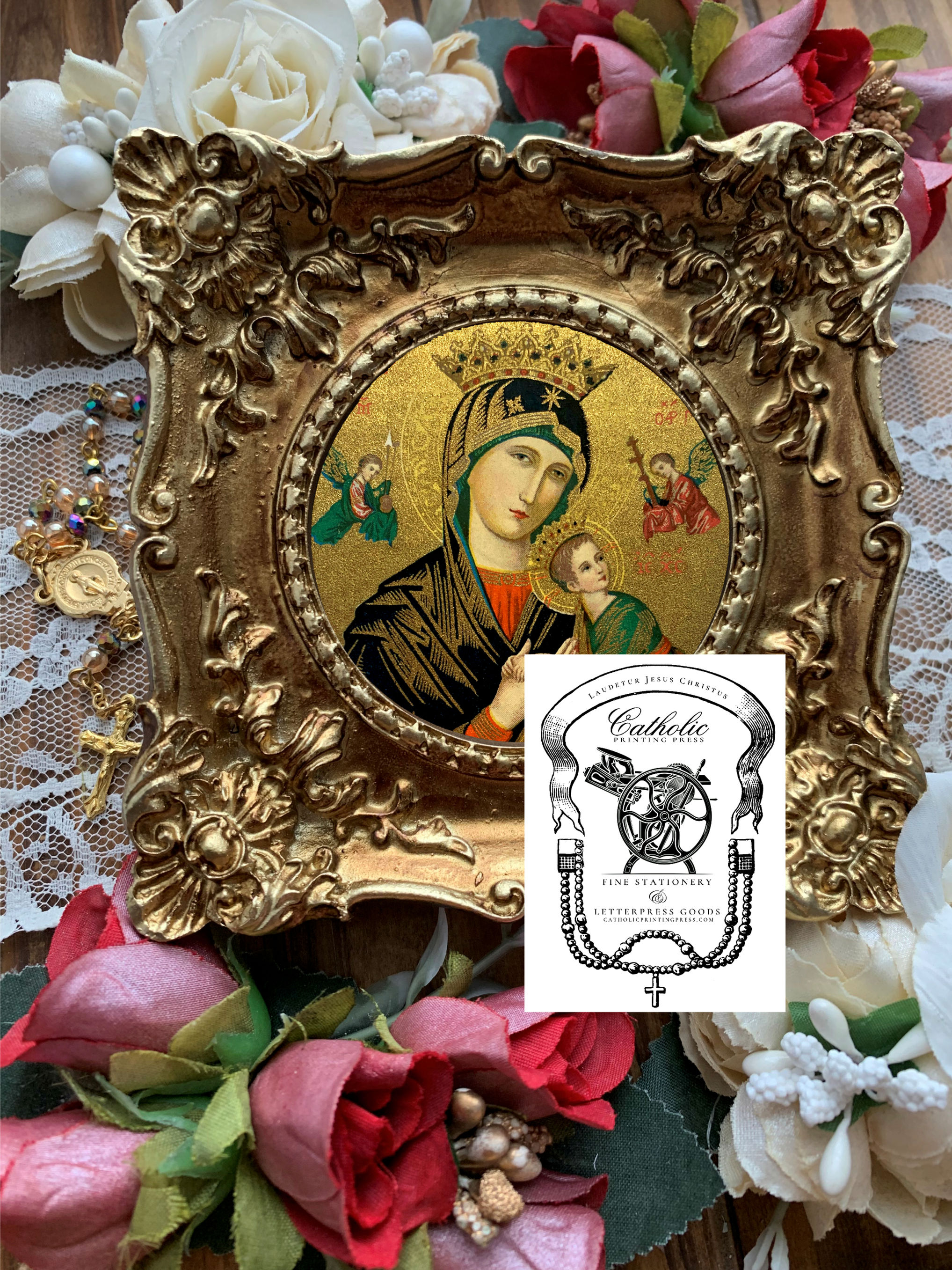 Mother of Perpetual Help Round Square Baroque Framed Catholic Art