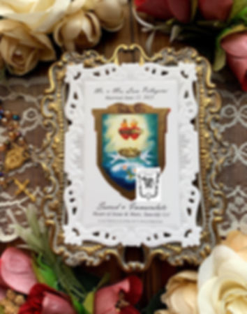 Custom Wedding Shield paper lace holy card