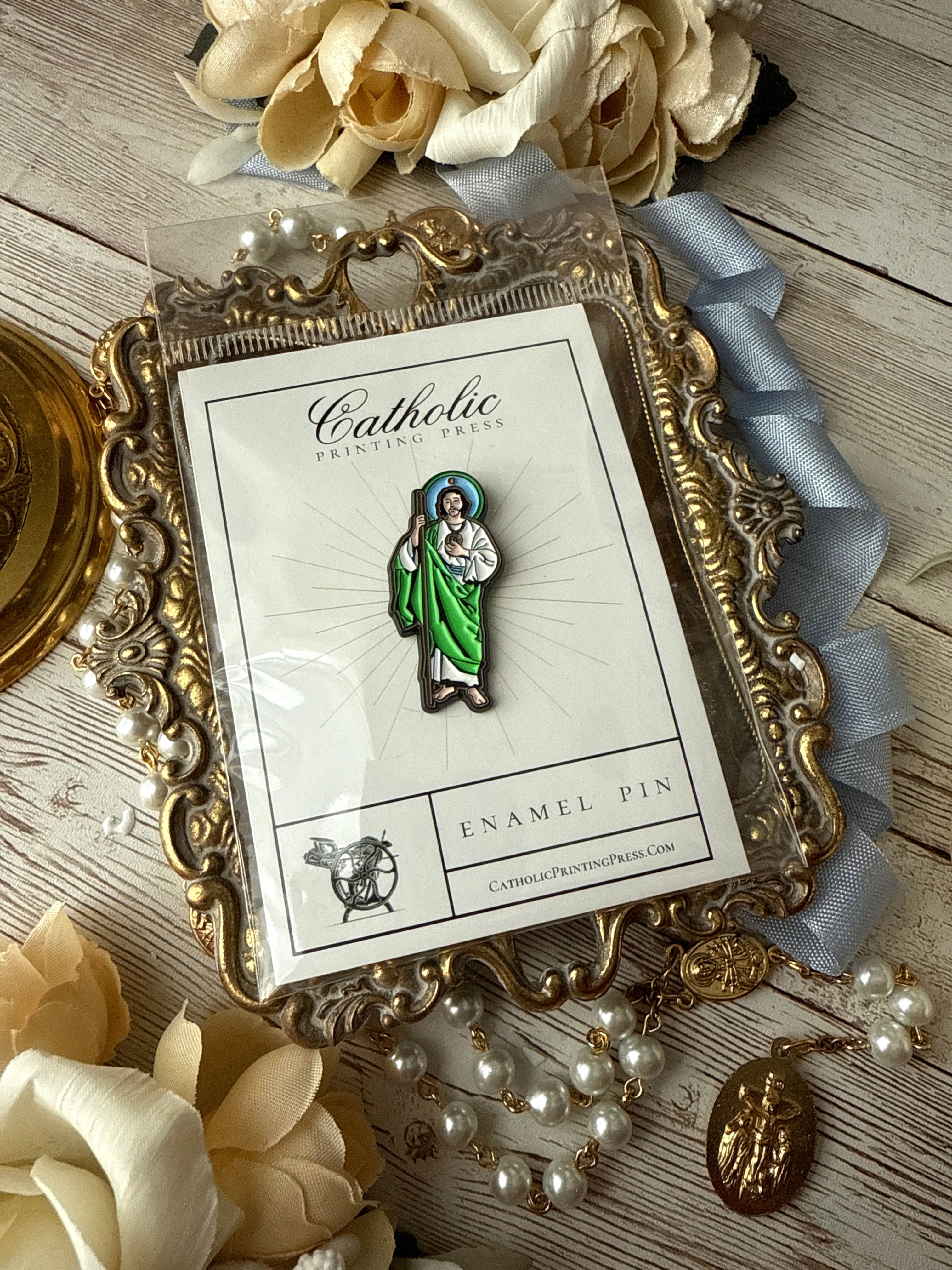 Saint Jude Catholic Enamel Pin