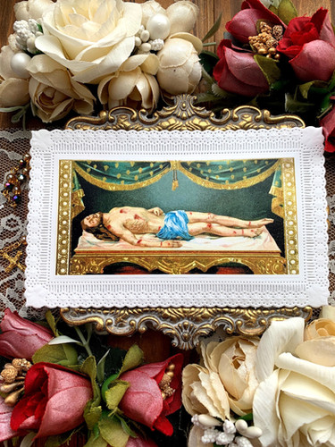 The Body of Christ tall paper lace holy card | CatholicPrintPress