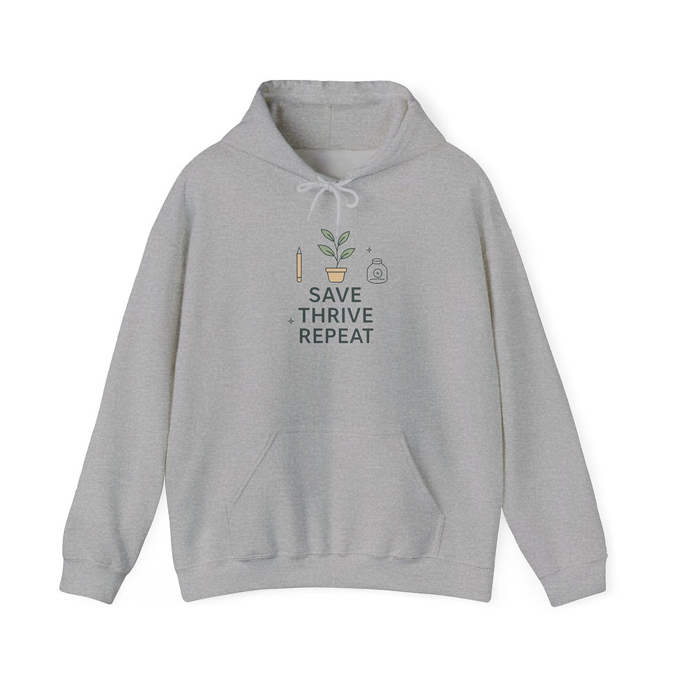 Thumbnail: Save Thrive Repeat Hoodie — Minimal Plant Wellness Sweatshirt