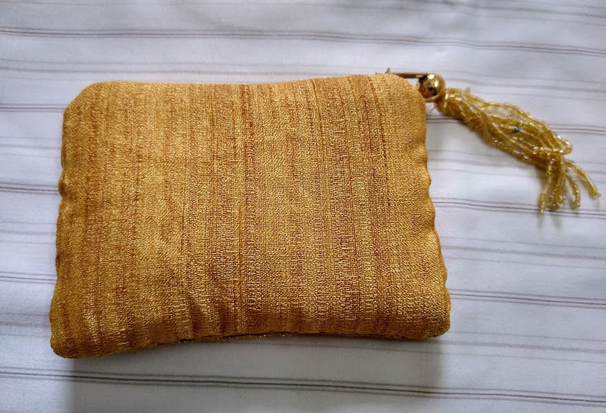 Thumbnail: Golden Zardozi Coin Zipper Pouch