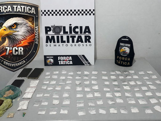 TOLERÂNCIA ZERO - Força Tática apreende mais de 100 porções de cocaína em bairro de Tangará da Serra