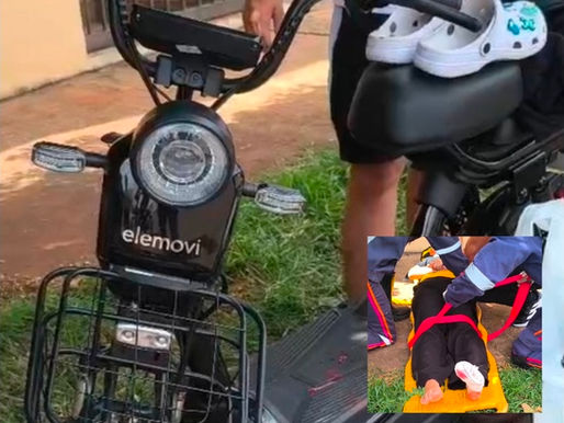 Acidente entre carro e bicicleta elétrica deixa menor ferida no centro de Tangará da Serra