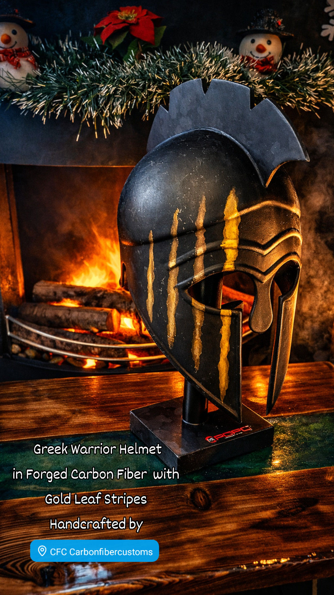 Special Edition CFC Carbon Fiber & 24K Gold Greek Warrior Helmet