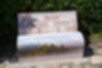 A bench in front of the historical ossuary church "Sveta Nedelya" in the town of Batak