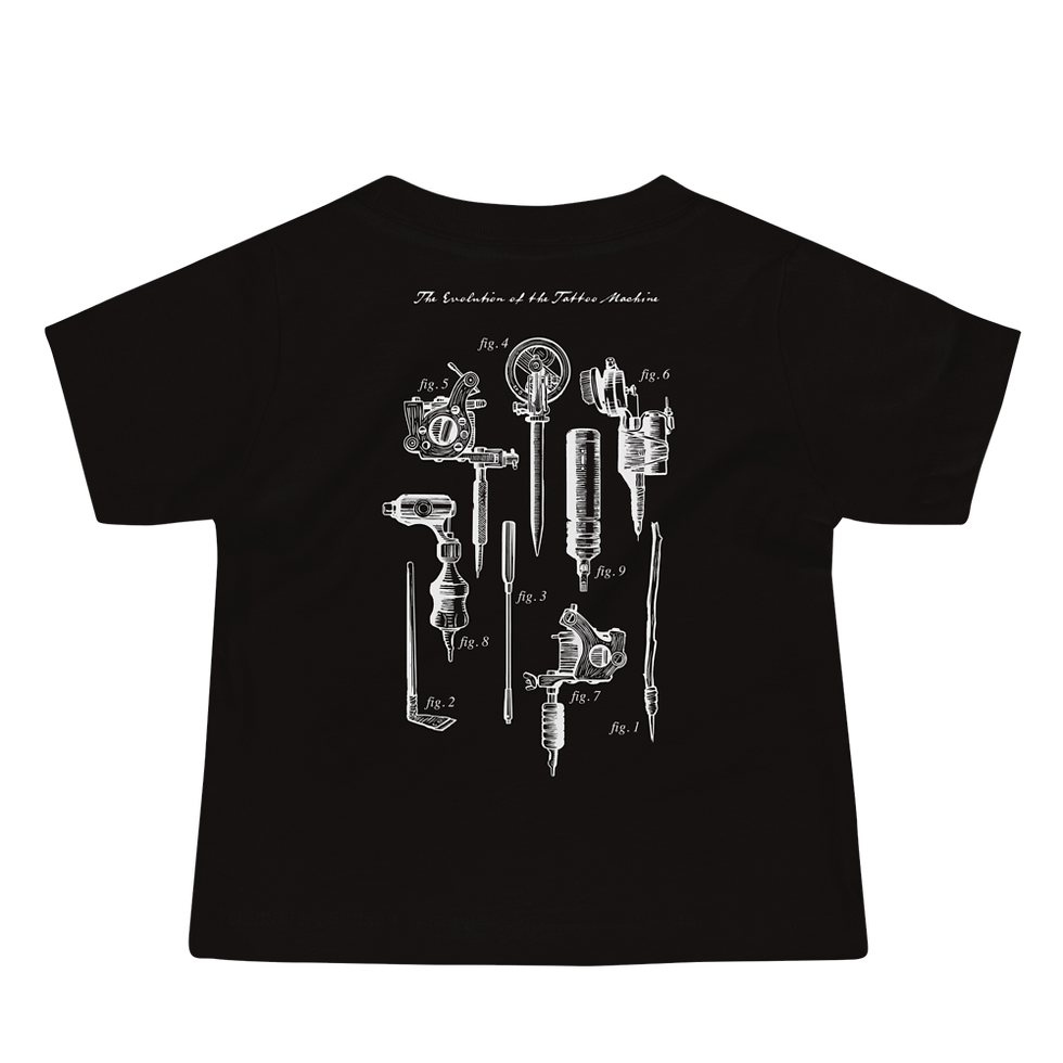 Thumbnail: Evolution of the Tattoo Machine  Baby Tee (white ink)