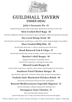 Dinner Menu page 1