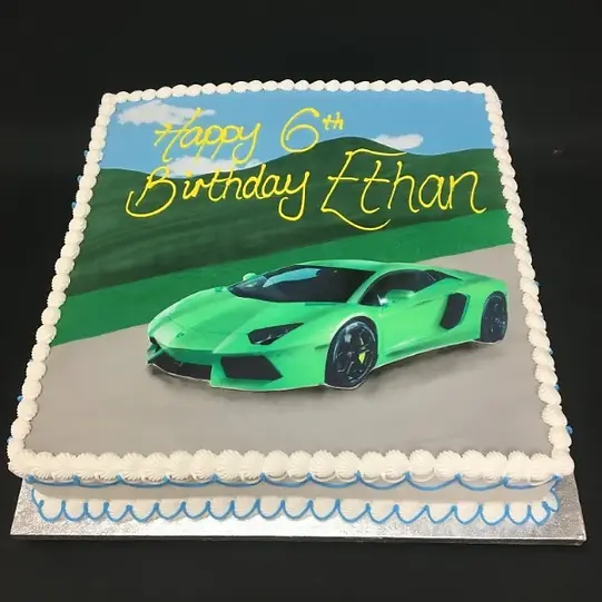 Bespoke square celebration cake with intricate geometric patterns, crafted in Solihull, West Midlands.