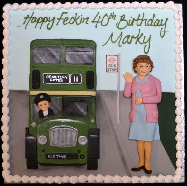 Delicious and elegantly designed cake inspired by the famous TV show character Mrs. Brown, perfect for themed parties and celebrations in the UK.