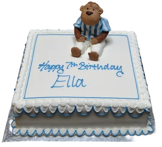 Bespoke Pyjama Chimp cake with colorful fondant pajamas and playful chimp design, crafted in Solihull, West Midlands.
