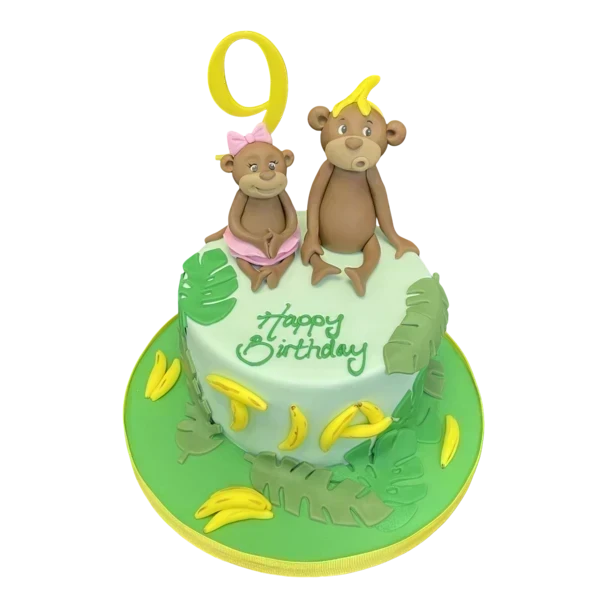 Delicious and beautifully decorated monkey-themed cake perfect for a fun and memorable celebration.