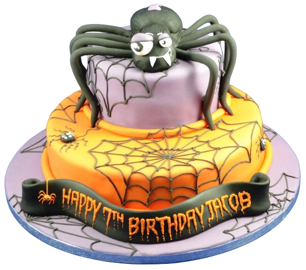 Bespoke Halloween celebration cake in Solihull, West Midlands featuring spooky pumpkin and ghost decorations.