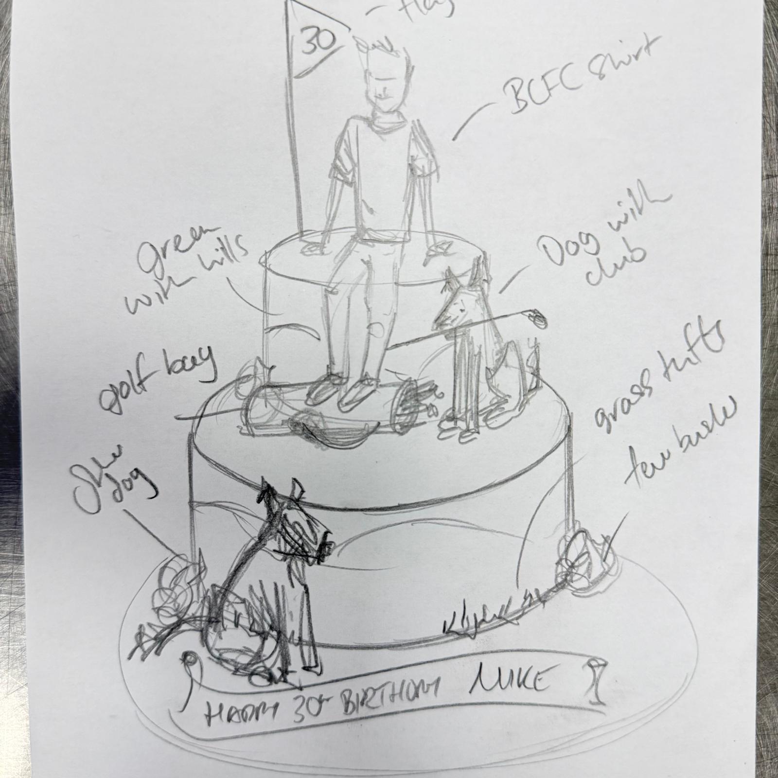 Bespoke celebration cake with intricate floral design and gold accents in Solihull, West Midlands.