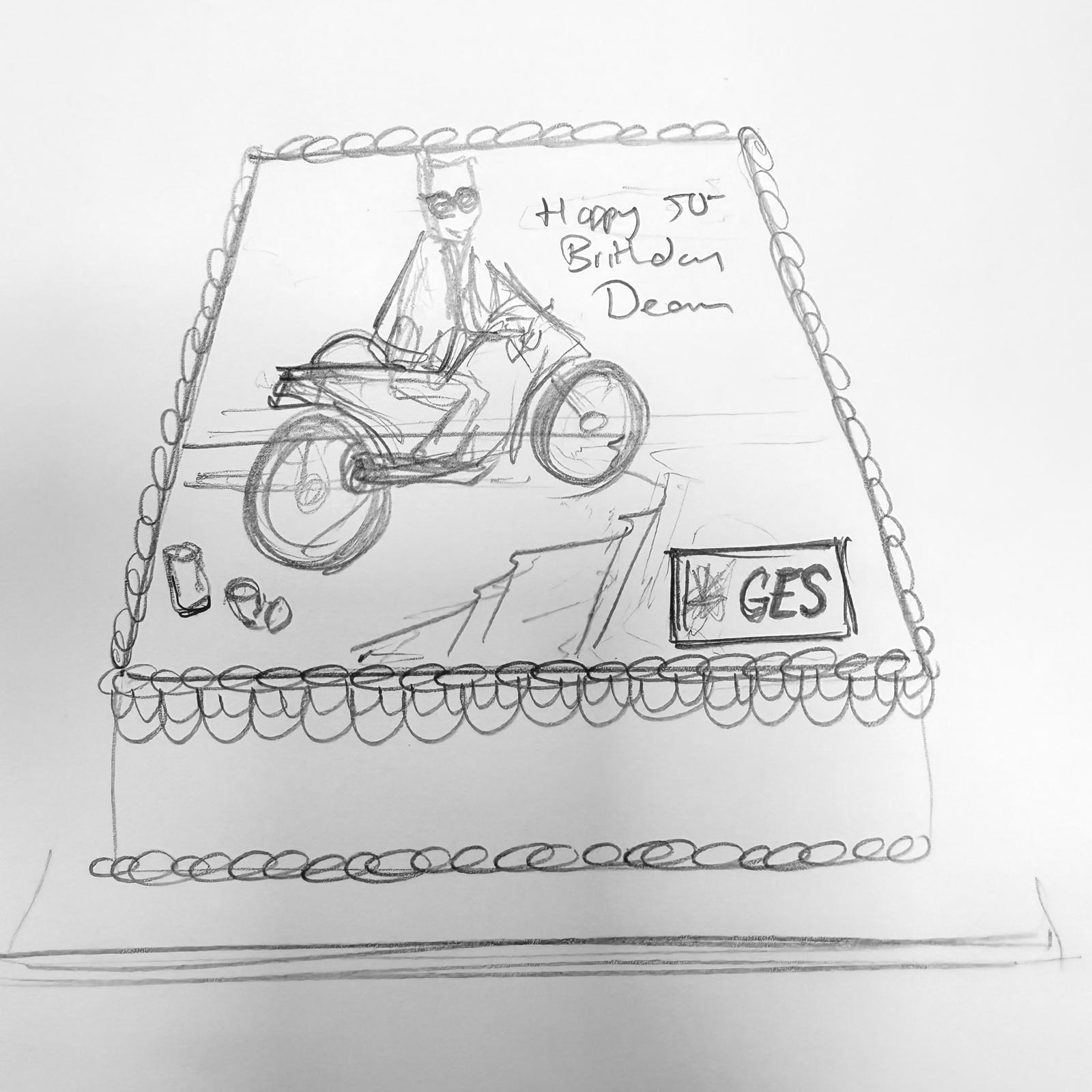 Bespoke celebration cake with colorful icing and decorative swirls, crafted in Solihull, West Midlands.