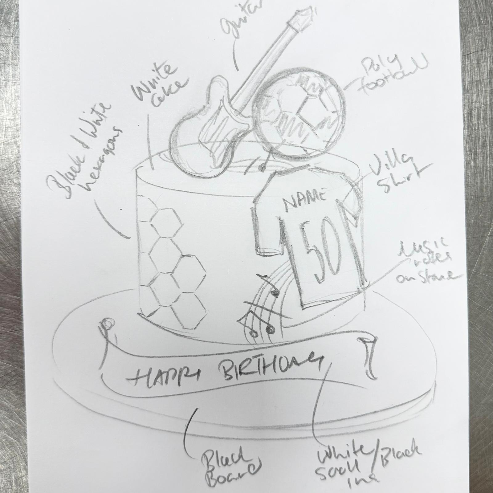 Bespoke celebration cake with intricate floral icing and gold accents in Solihull, West Midlands.