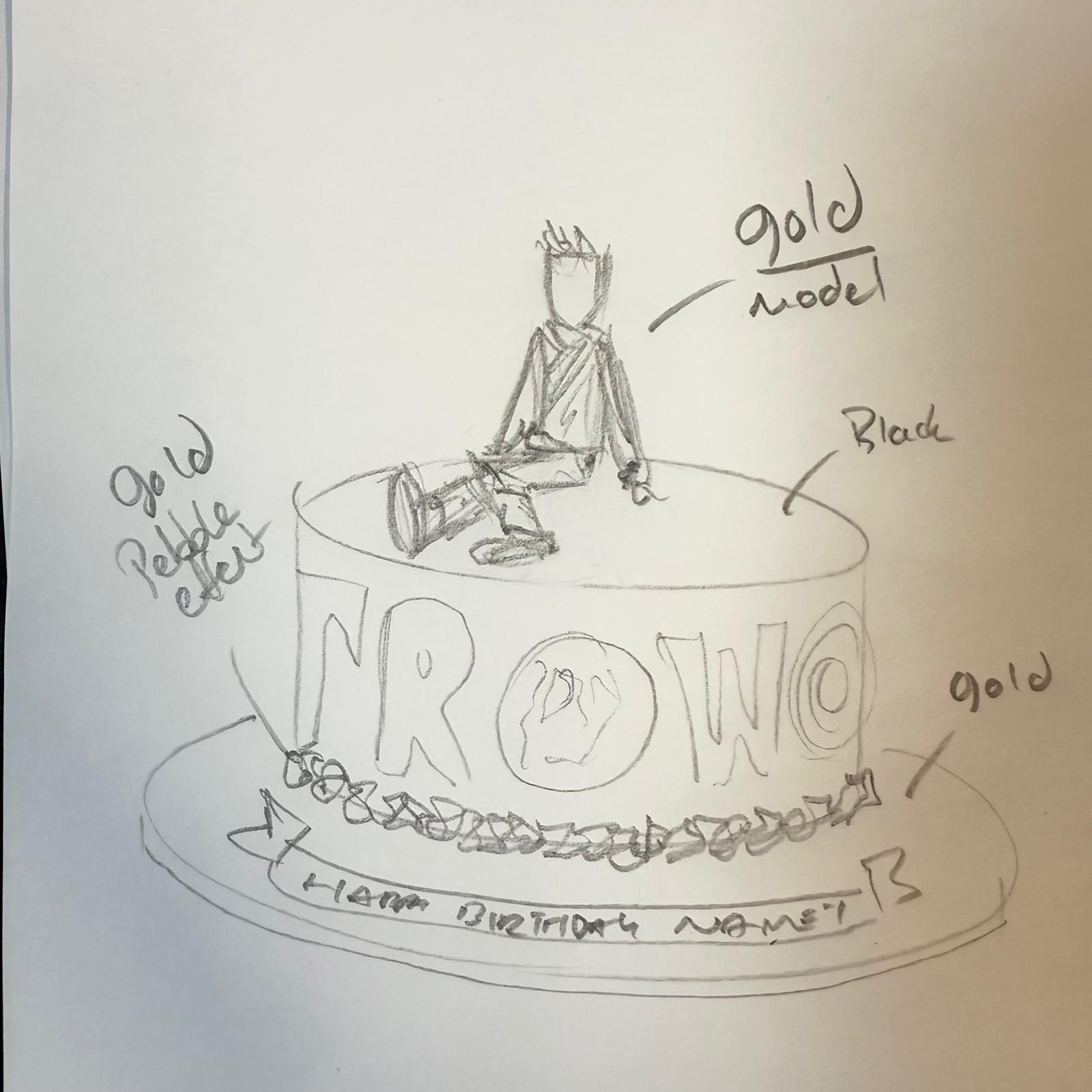 Bespoke celebration cake with intricate floral designs and gold accents in Solihull, West Midlands.