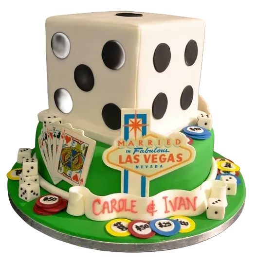 Bespoke Vegas Big Dice cake with red and white dice design, perfect for celebration in Solihull, West Midlands.