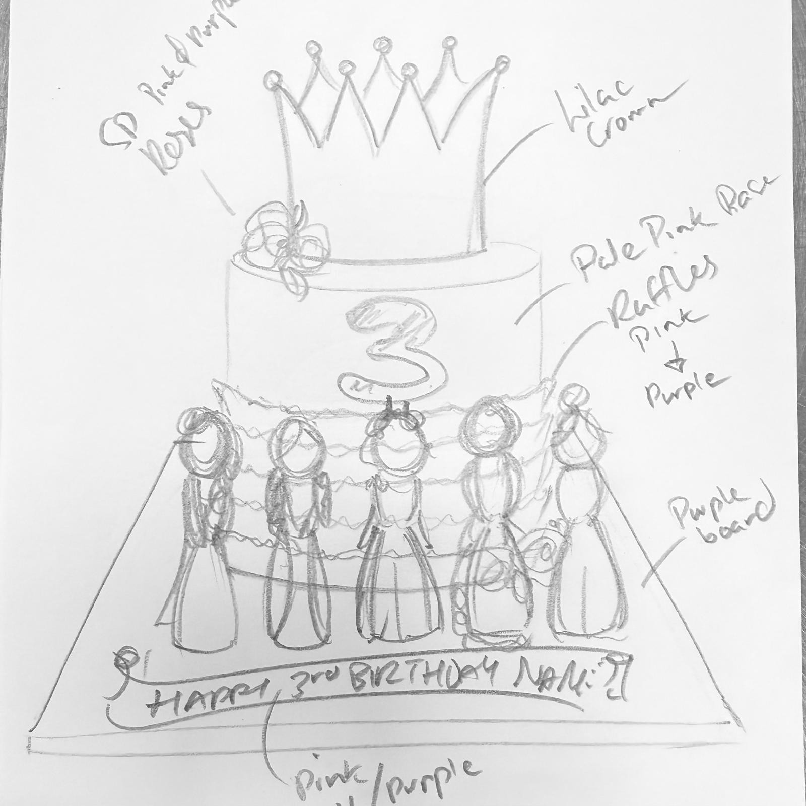 Bespoke celebration cake with intricate floral icing and gold accents in Solihull, West Midlands.