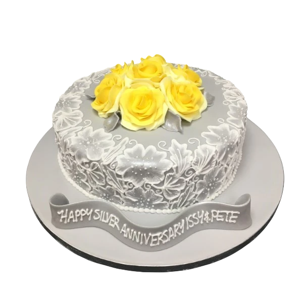 Beautiful handcrafted cake with intricately designed embroidery rose pattern, perfect for weddings, birthdays, and special occasions.