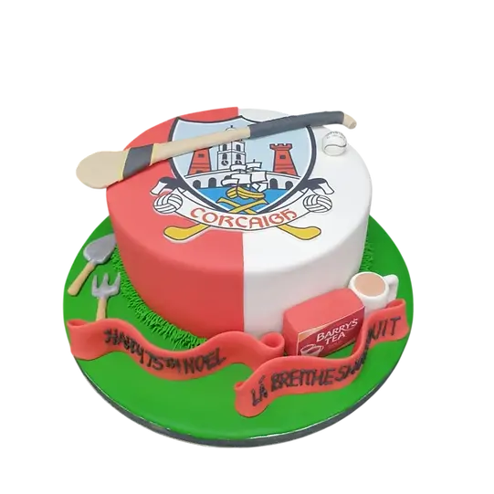 Bespoke Gaelic Irish Hurley Hurling cake with detailed hurley sticks and ball, crafted in Solihull, West Midlands.