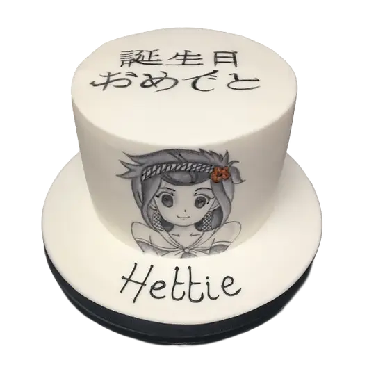 Bespoke anime character cake with vibrant colors and detailed design, crafted in Solihull, West Midlands.