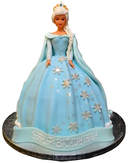 A stunning Elsa Princess Doll cake ideal for a magical celebration. This beautifully crafted cake will delight fans of the famed Disney character.
