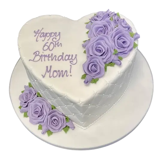 Bespoke quilted heart cake adorned with delicate sugar roses, crafted in Solihull, West Midlands for celebration.