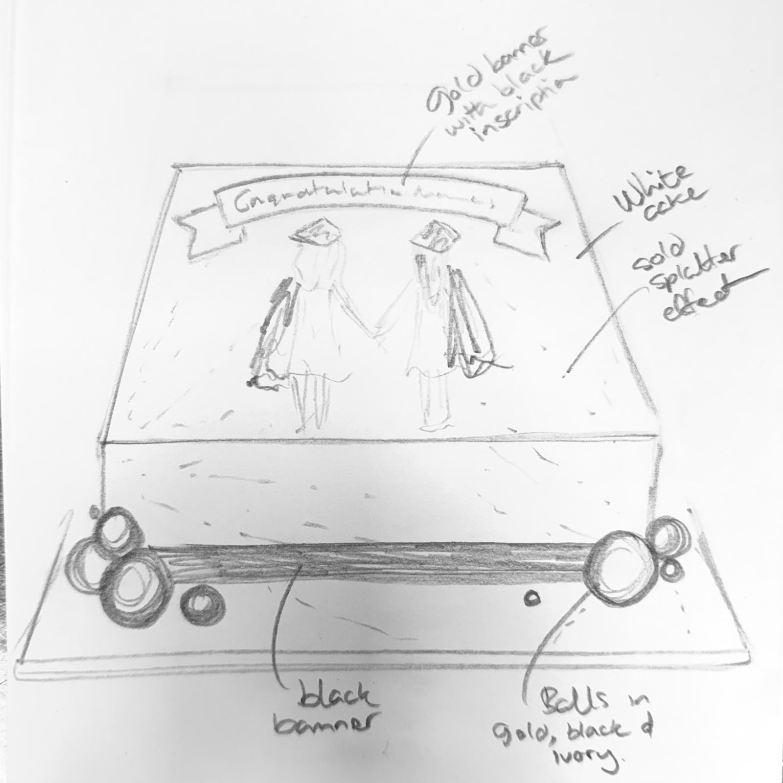 Bespoke celebration cake with intricate floral piping and gold accents, crafted in Solihull, West Midlands.