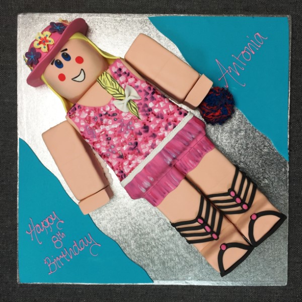 Bespoke cake featuring a detailed ROBLOX character design, perfect for celebration in Solihull, West Midlands.